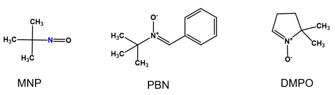 Figure 2 Schematic chemical structure of MNP, PBN, DMPO